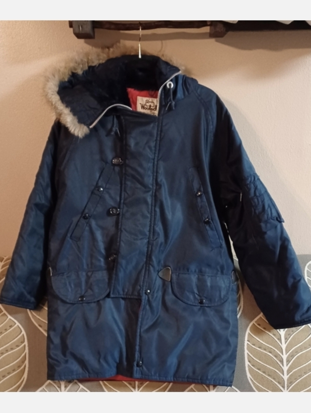 Vintage Woolrich Women's/Men's Small KODIAK Parka Navy Blue Red Fur M-4040-4041